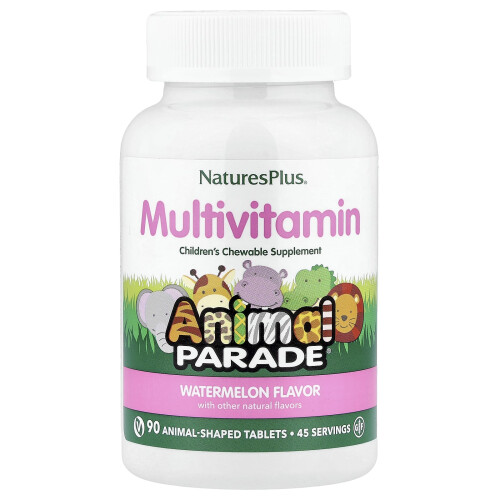NaturesPlus, Animal Parade, Barnbarnmultivitamin Komplement, Vattenmelon, 90 Djurformade Tabletter