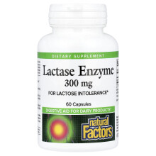 Natural Factors, Laktase Enzym, 300 mg, 60 Kapsler