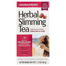 21st Century, Herbal Slimming Tea, Cranraspberry, Koffeinfri, 24 Tea Bags, 1,7 oz (48 g)