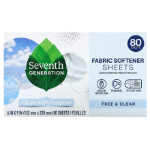 Seventh Generation, Fogli di Morsetto per la Lavatrice, Senza Coloranti e Profumi, 80 Fogli