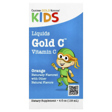 California Gold Nutrition, Lapset Gold C, Liukkaa Vitamin C, Tart Orange, 4 fl oz (118 ml)