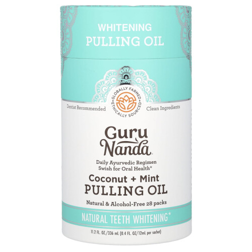 GuruNanda, Whitening Pulling Oil, Coconut + Mint, 28 Pack, 0.4 fl oz (12 ml) Each