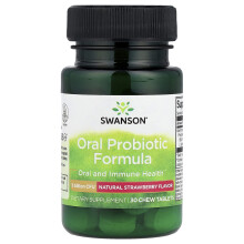 Swanson, Formula Probiotica Orale - Fragola Naturale, 3 Miliardi CFU, 30 Comprimati Chewing