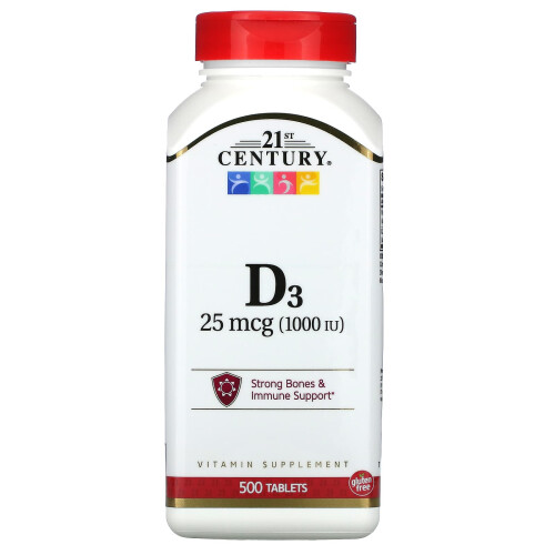 21. vuosisata, Vitamiini D3, 25 mcg (1,000 IU), 500 Tabletti