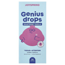JoySpring, Genius Drops, Fokus + Uwaga, Smartberry Wanilia, 1 fl oz (30 ml)