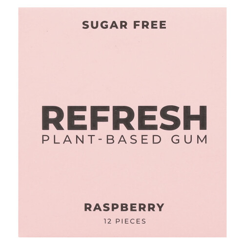Refresh Gum, Rastlinná čierň, Raspberry, 12 Kusov
