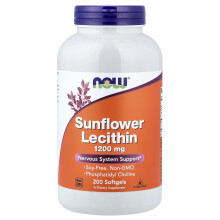 (200 Softgels) NOW Sunflower Lecithin Softgels 1200 mg with Phosphatidyl Choline