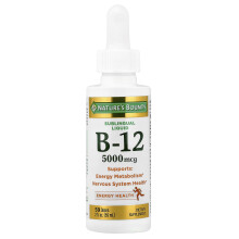 Nature's Bounty, Sublingualny Liquida, Witamin B12, 5 000 mcg, 2 fl oz (59 ml)