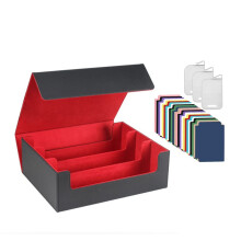 Card Deck Case for Trading Cards 1800+, Card Storage Box, Magnetic Closure Storage Box Game Cards Box Black+Red