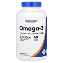Nutricost, Omega-3, 2,500 mg, 120 Softgels (833 mg per Capsule)