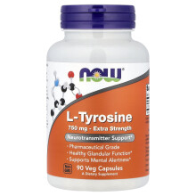 NOW Foods, L-Tirosina, 750 mg, 90 Cápsulas Vegetais