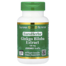 California Gold Nutrition, EuroHerbs, Ginkgo Biloba-Extract, Euromed Kwaliteit, 120 mg, 60 Vegetarische capsules