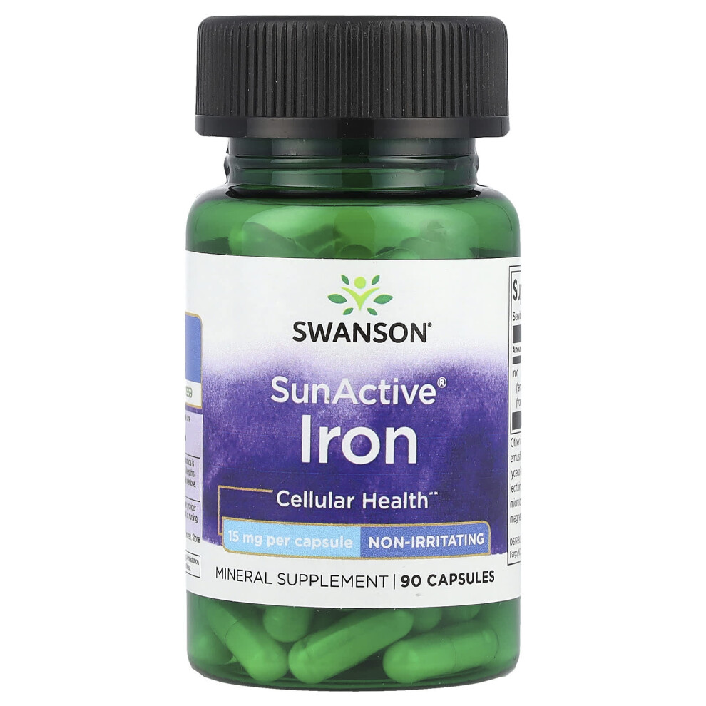 Swanson , Sunactive, Iron, 15 Mg, 90 Capsules