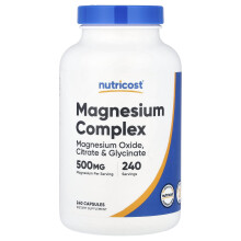 Nutricost, Magnézium Komplex, 500 mg, 240 kapszula