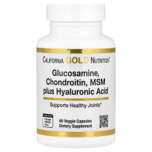California Gold Nutrition, Glukozamina, Chondroityna, MSM plus Kwas hialuronowy, 60 Veggie kapsułek