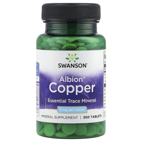 Swanson, Koper, 2 mg, 300 Tabletten