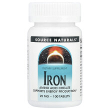 Source Naturals, Jern, 25 mg, 100 Tabletter