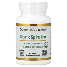 California Gold Nutrition, Espirulina Orgánica, 1,500 mg, 60 Tabletas (500 mg por Tableta)
