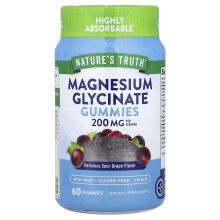Nature's Truth, Magnézium Glicinát Gumi, Természetes Szőlő, 200 mg, 60 Vegan Gumi (100 mg per Gumi)