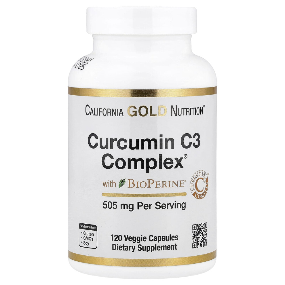 California Gold Nutrition Gold California Nutrition, Curcumin C3 Complex With Bioperine, 500 Mg, 120 Veggie Capsules