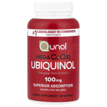 Qunol, Mega CoQ10 Ubiquinol, 100 mg, 60 Měkčích Kapslí