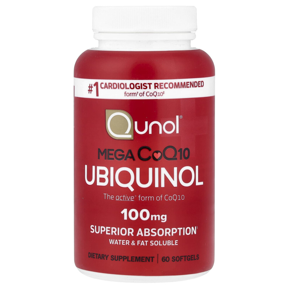 Qunol (60 Softgels) Mega Ubiquinol 100 Mg - Active Form Coq10