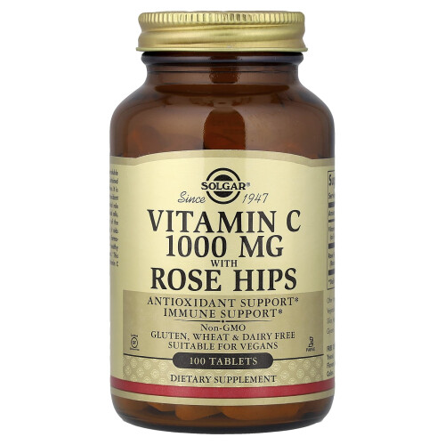 Solgar Solgar, Vitamiini C Rose Hipin Kanssa, 100 Tabletti