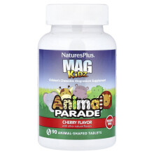 NaturesPlus, MagKidz, Állatparádé, Gyermekcsontvázú Magnézium, Cseresznye, 90 Állat alakú Tablettát