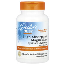 Doctor's Best, Magnesio di Alta Assorbimento, 105 mg, 120 Capsule Veggie (52.5 mg per Capsula)