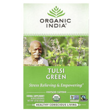 India Organică, Teha Verde de Tulsi, 18 Saci de Infuzie, 1,21 oz (34,2 g)