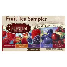 Celestial Seasonings, Fruit Tea Sampler, Bez kofeinu, 5 chutí, 18 čajových vlaščíc, 1.4 oz (40 g)