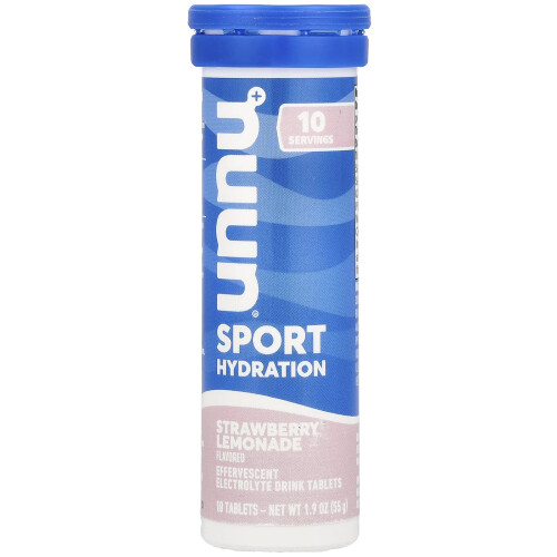 Nuun, Hidratação, Esporte, Suplemento de Eletrólitos Efervescente, Limão e Morango, 10 Tabletes