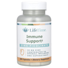 LifeTime Vitamins, Immunrendszeri Támogatás, Cink Pikolinát, 30 mg, 100 kapszula