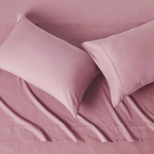 Ensemble de draps en microfibre rose 4 pièces 2
