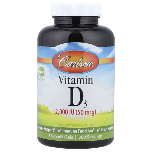 Carlson, Vitamina D3, 50 mcg (2,000 IU), 360 Capsule Moale