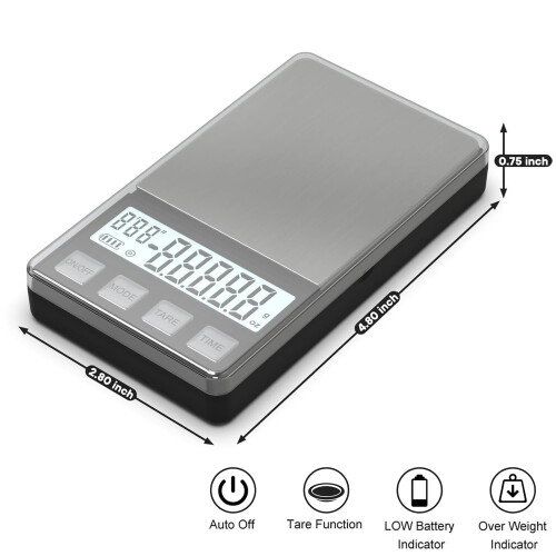 Ζυγαριά εσπρέσο με χρονοδιακόπτη, 1000g0.1g, Συμπαγής ζυγαριά καφέ ταξιδιού, 1