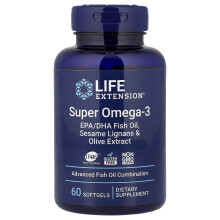 Life Extension, Super Omega-3, EPA/DHA Fiskolja, Sesam Lignans & Olivolja, 60 Mygga
