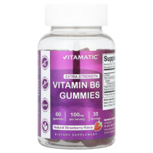 Vitamatic, Vitamin B6, Extra Strength, Berry, 100 mg, 60 Gummies (50 mg per Gummy)