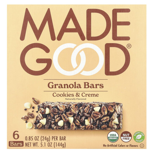 MadeGood, Μπαρ Γρανόλα, Cookies & Cr, 6 Μπάρες, 0.85 oz (24 g) Κάθε