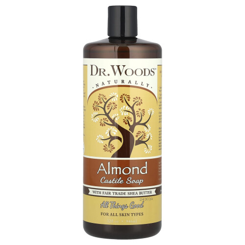 Dr. Woods, Αλμόνδη Καστιλιανή Σαπών με Δίκαιο Εμπόριο Μπαχάρα, 32 fl oz (946 ml)