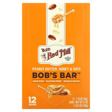 Bob's Red Mill, Bara di Bob, Burro di Arachidi, Miele e Avena, 12 Bara, 1.76 oz (50 g) Ogni