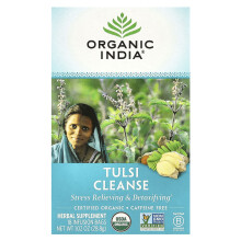 Organic India, Té de Tulsi, Limpieza, Sin Caffeína, 18 Bolsas de Infusión, 1.02 oz (28.8 g)