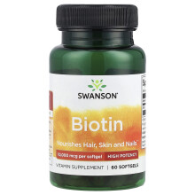 Swanson, Biotin, 10,000 mcg, 60 Softgels