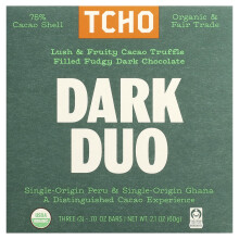 TCHO, Dunkles Duo, Kakao-Trüffel gefüllte dunkle Schokolade, 75% Kakao-Blatt, 3 Bars, 0,70 oz Jeder