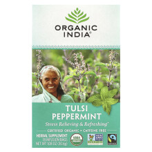 Organic India, Chá de Tulsi com Mentha, sem Caféina, 18 Sacos de Infusão, 1.08 oz (30.6 g)
