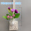 Veilleuse LED murale avec rose violette en vase 6