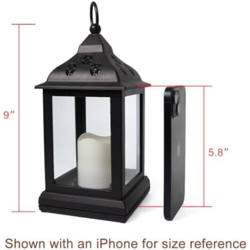 Lanterna vintage a LED da 9,5" con timer di 8 ore 1