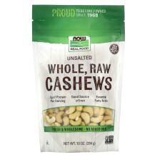 NOW Foods, Real Food, Hel, rå cashewnötter, obesått, 10 oz (284 g)