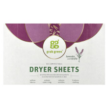 Grab Green, Fogli di Asciugatrice, Lavanda con Vaniglia, 80 Fogli Compostabili