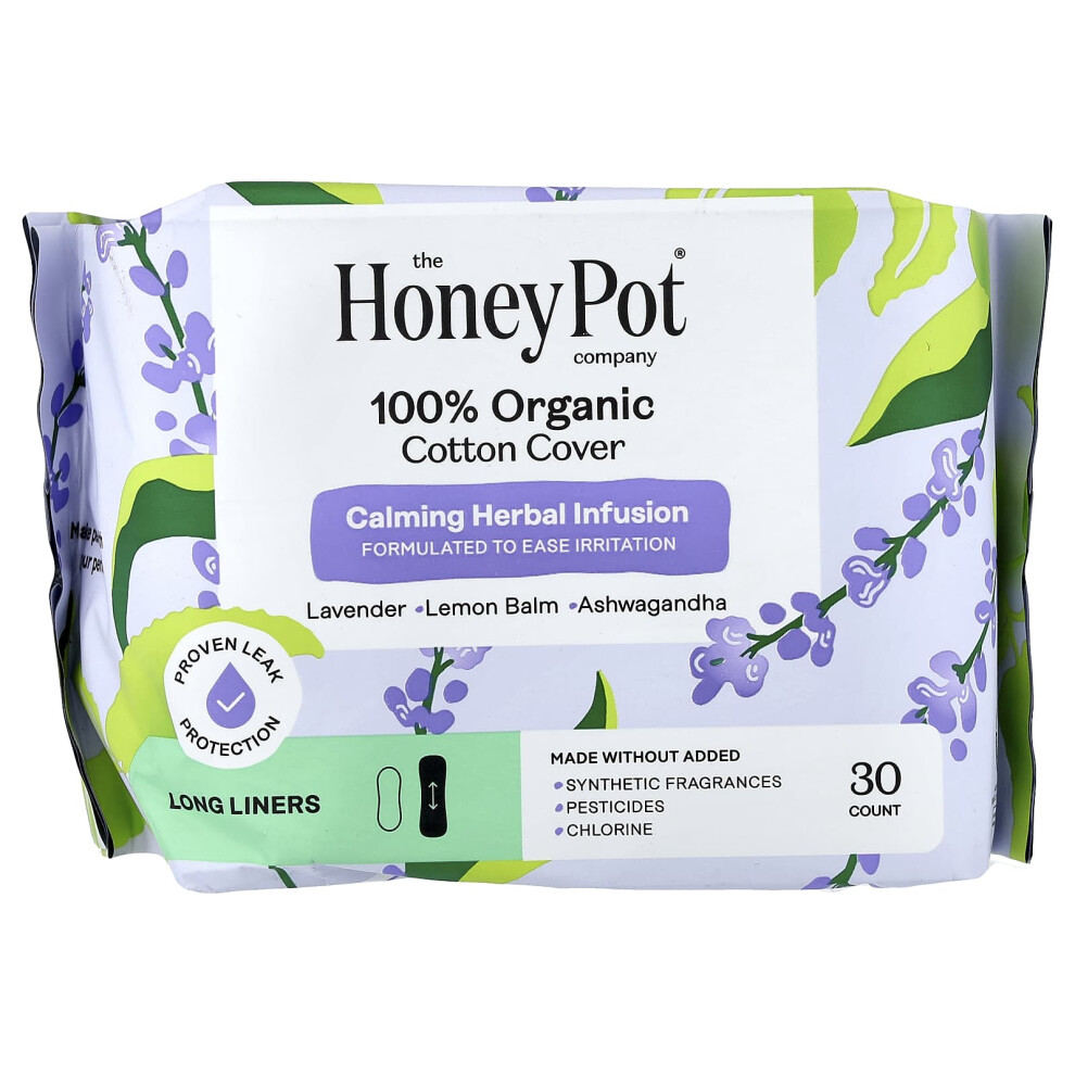 The Honey Pot Company Lavender Organic Calming Herbal Infusion, Long Liners, 30 Count
